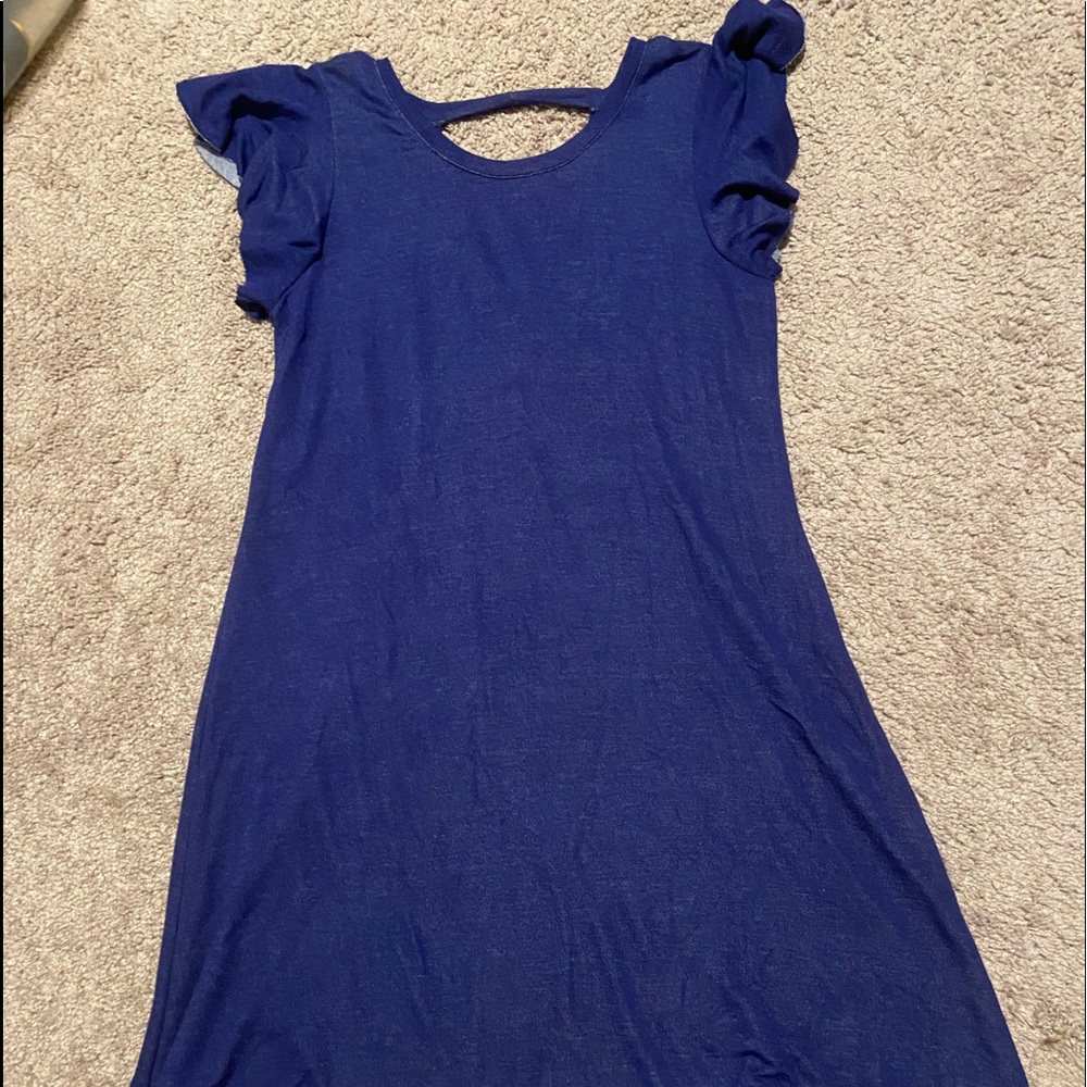 Girls V-back ruffle sleeve dress